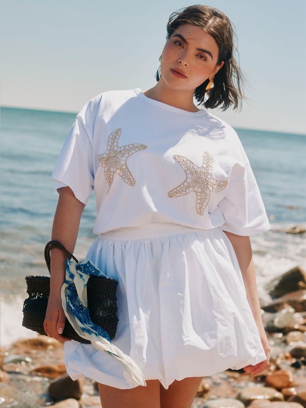 Eloquii Embroidered Starfish Tee